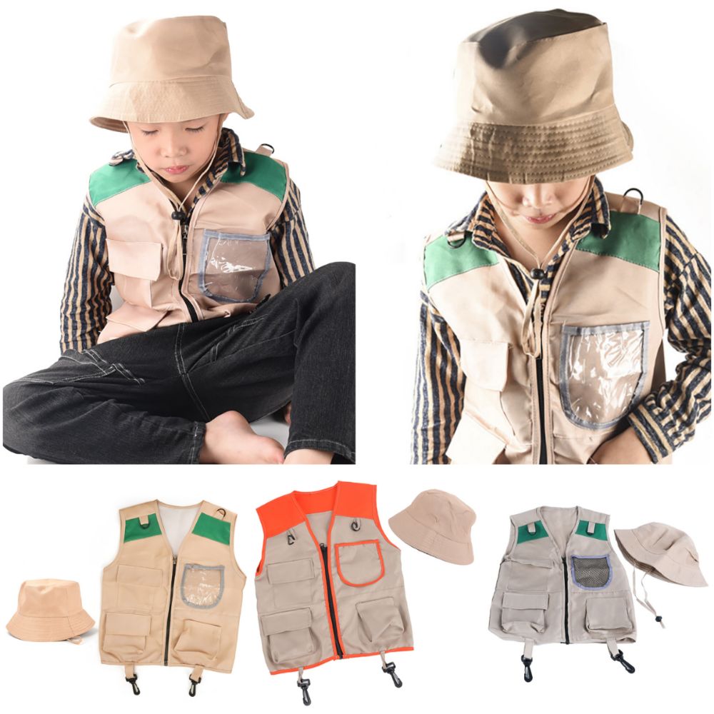 Outdoor Adventure Kit For Kids - Gilet e cappello da esploratore multicolore